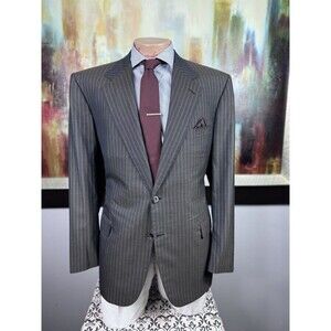 Brioni Senato Mens Pure Cashmere Gray Striped Blazer 46R $6499
